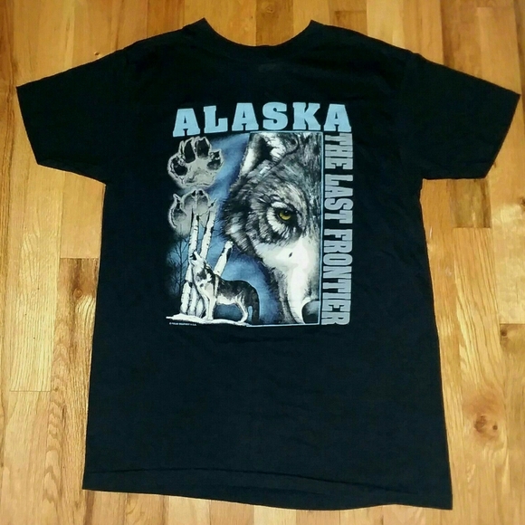 Alaska Wolf Last Frontier vintage t shirt L fog - Picture 3 of 4